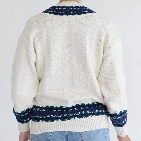 Vintage Northern Reflections Cream Chunky Knit Pullover Sweater Collegiate  S - Picture 3 of 10
